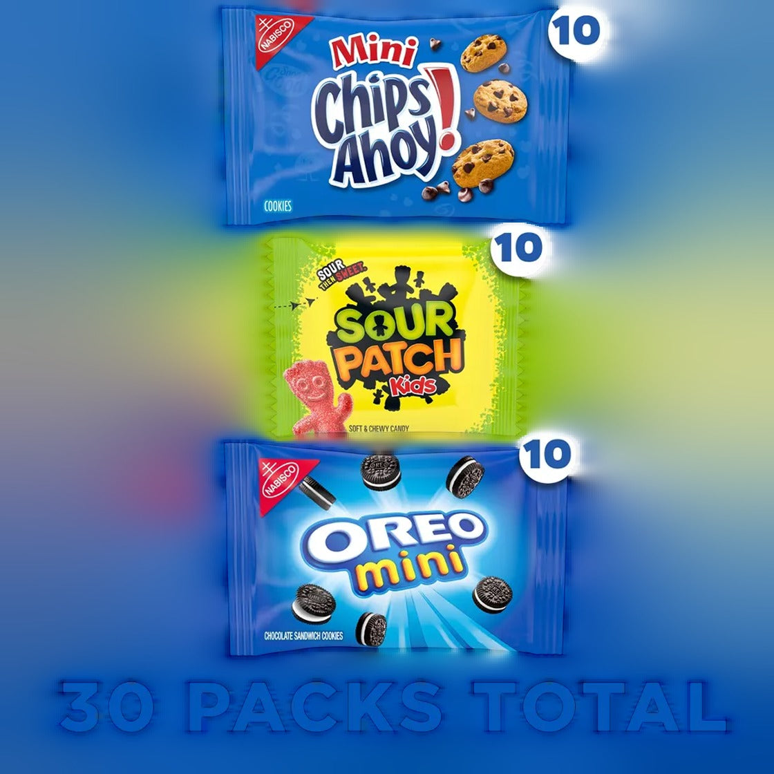 Sour Patch, Chips Ahoy!, Oreo Variety Pack (30 CT)