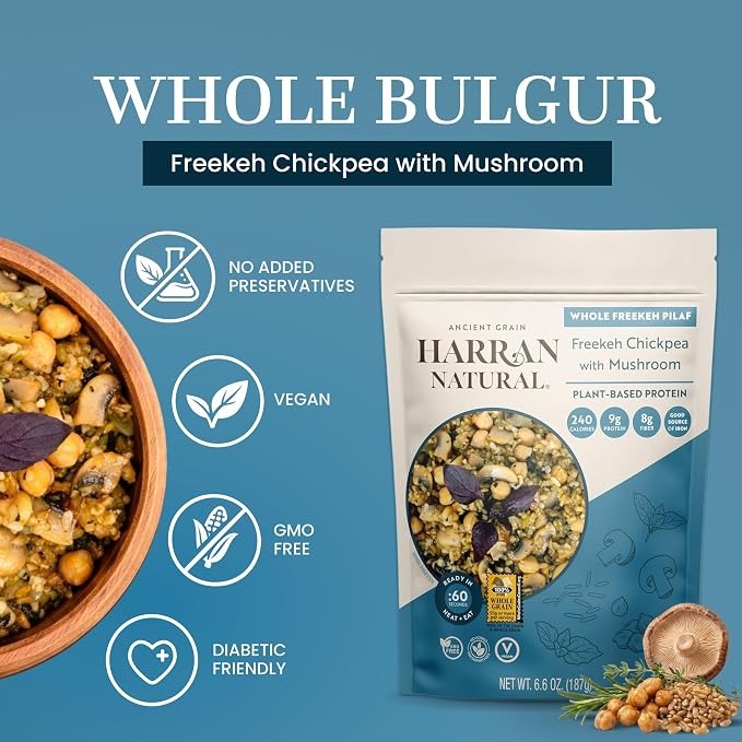 Whole Freekeh Pilaf – Chickpea Mushroom with Red Basil (8 Pack)