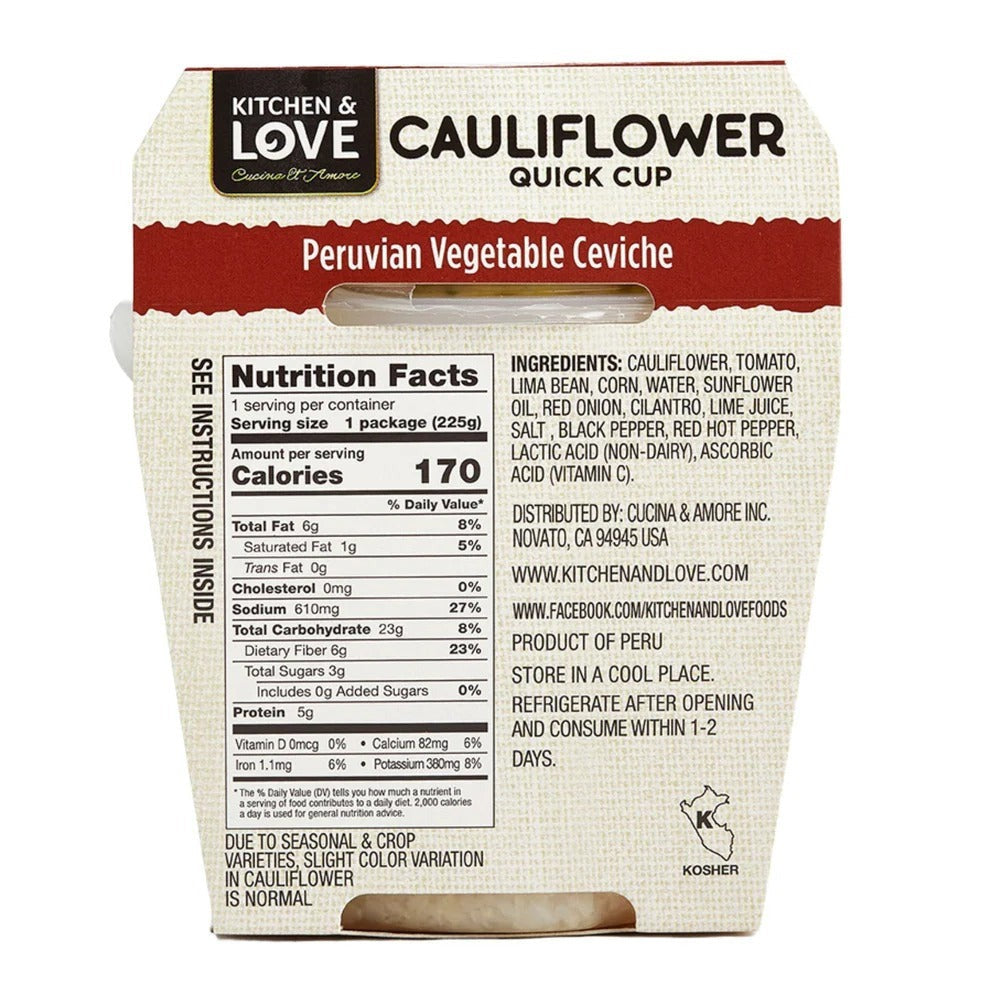 Peruvian Vegetable Ceviche Cauliflower Quick Cup (6 Pack)
