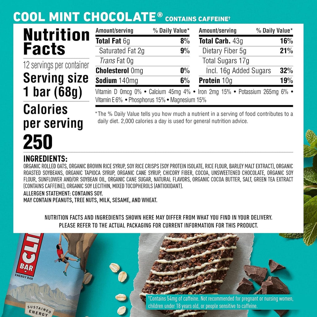 Cool Mint Chocolate Energy Bars (12 CT)