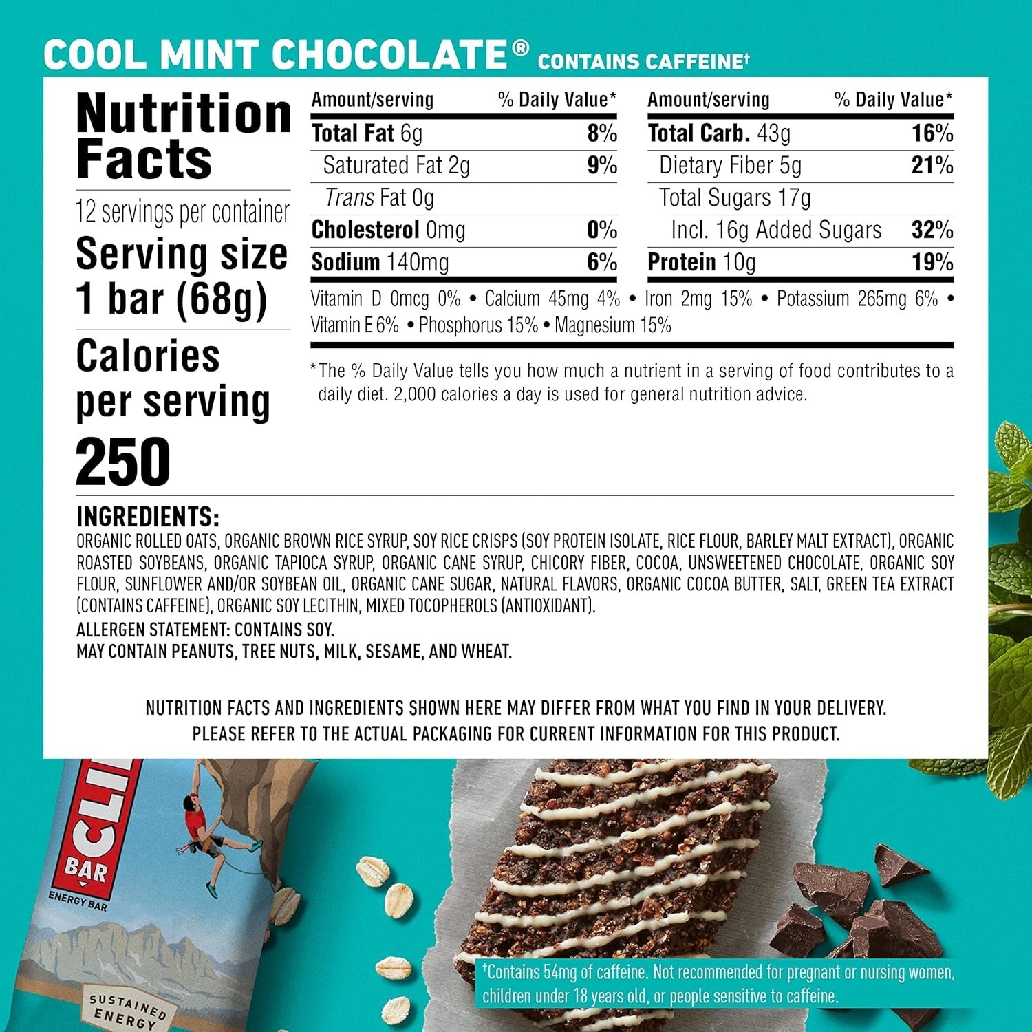 Cool Mint Chocolate Energy Bars (12 CT)