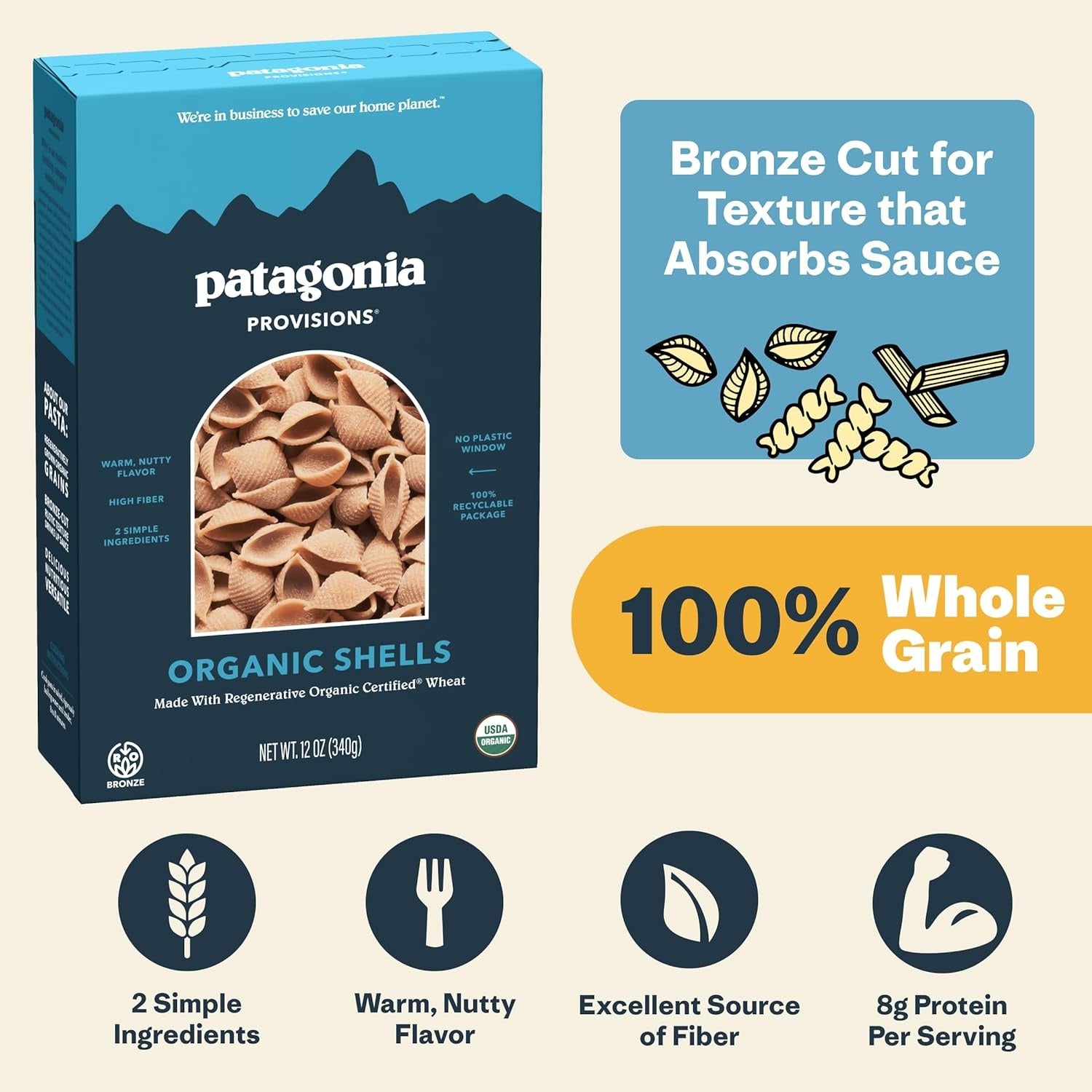 Regenerative Organic Certified Shell Pasta