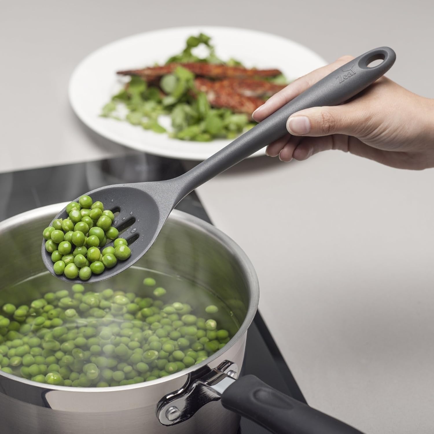 Silicone Slotted Spoon - Dark Grey