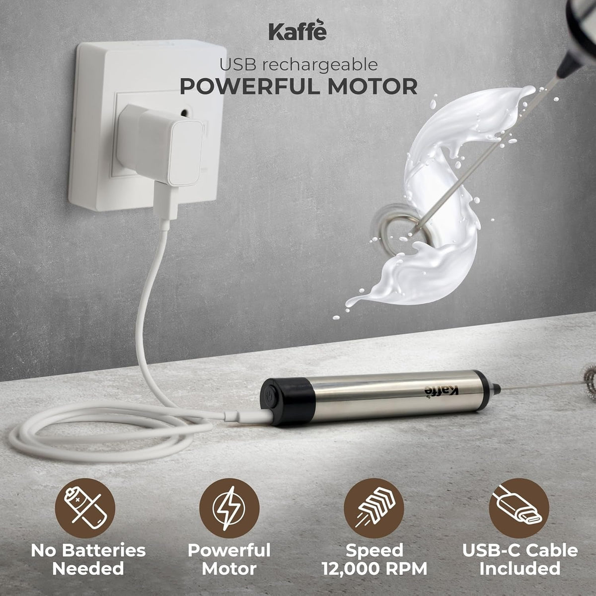 Rechargeable Milk Frother With Stand