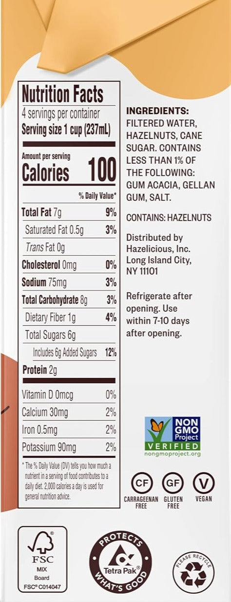 Lightly Sweetened Hazelnut Milk
