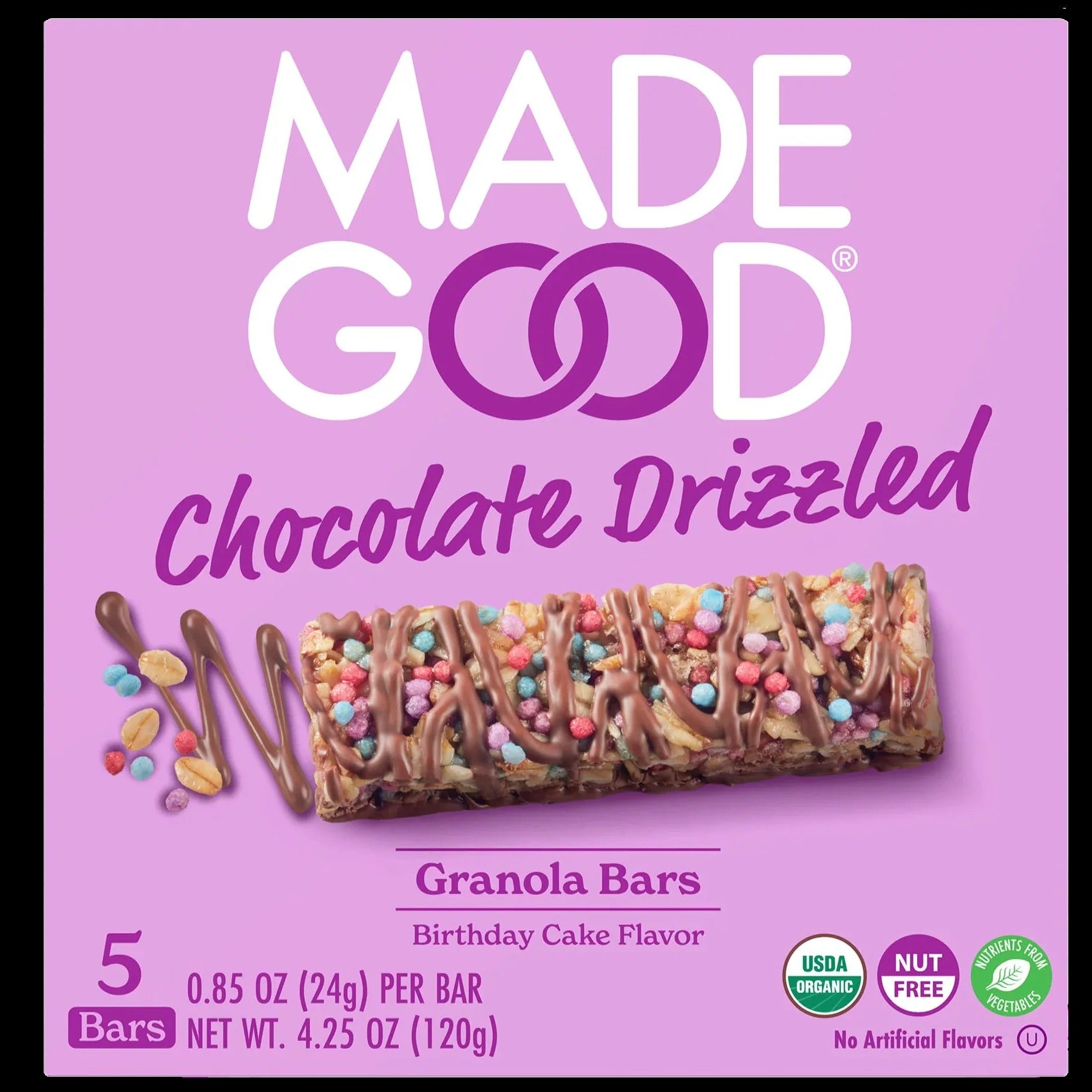 Birthday Cake Chocolate Drizzled Granola Bars