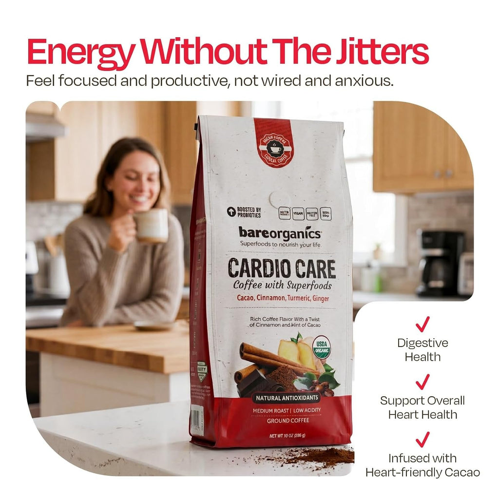 Organic Cardio Care Medium Roast Ground Coffee With Superfoods