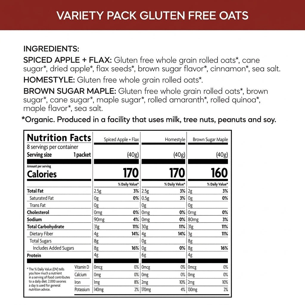 Variety Pack Hot Oatmeal Cereal