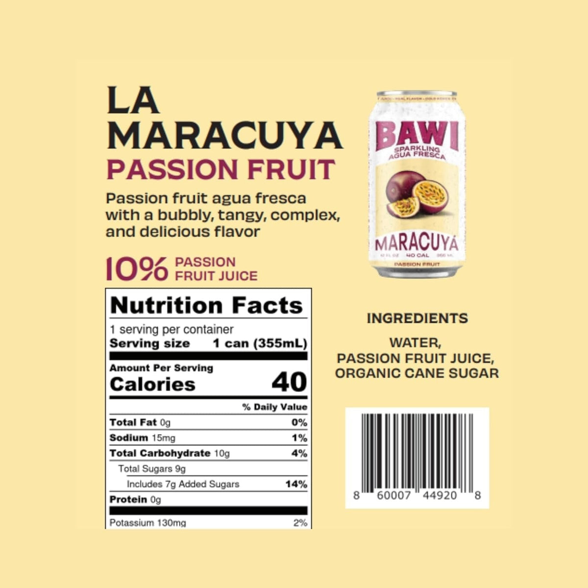 Sparkling Agua Fresca Maracuya - Passionfruit (4 Pack)