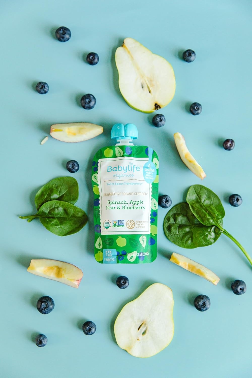 Spinach, Apple, Pear, Blueberry Baby Food Pouches (6 CT)
