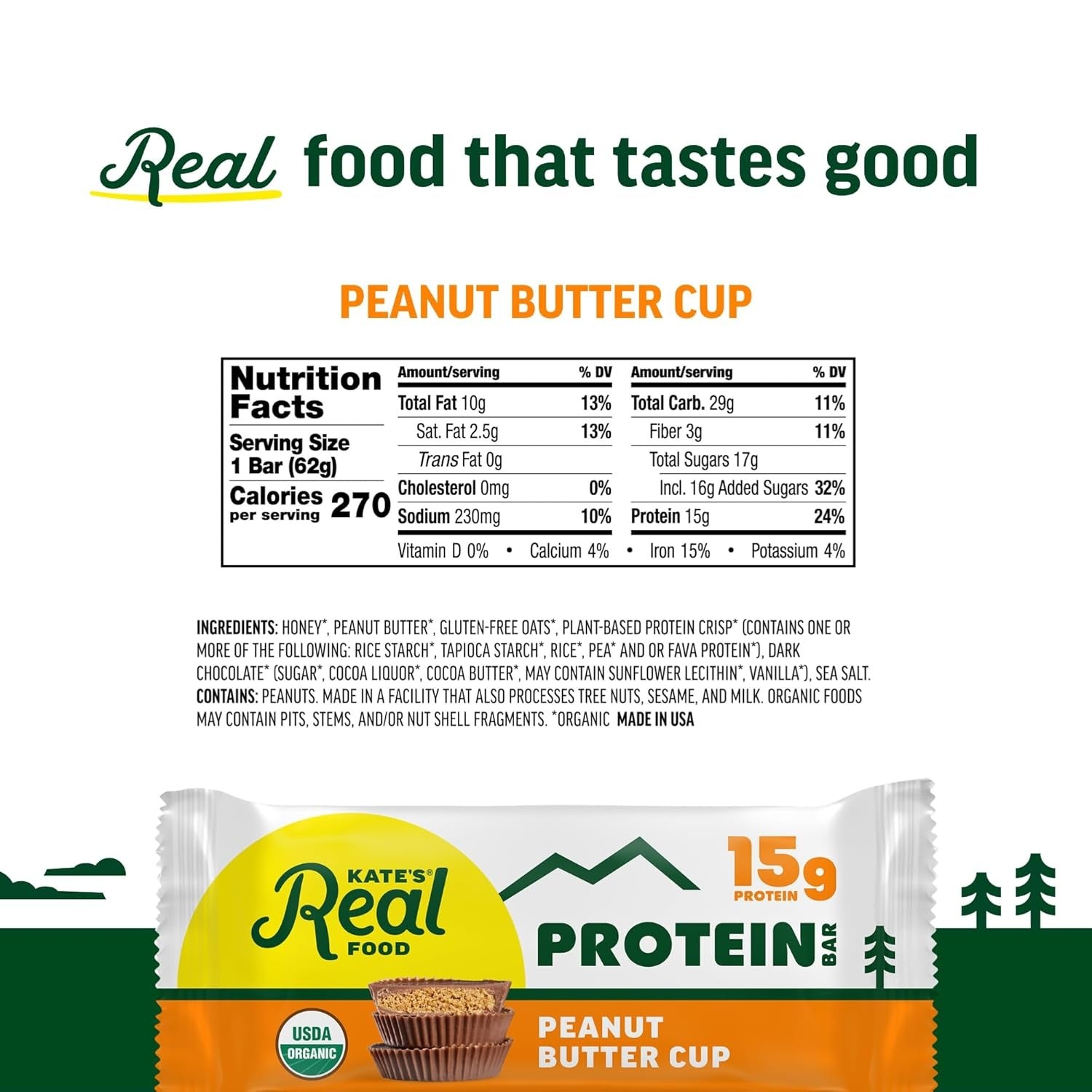 Organic Peanut Butter Cup Protein Bar (12 CT)