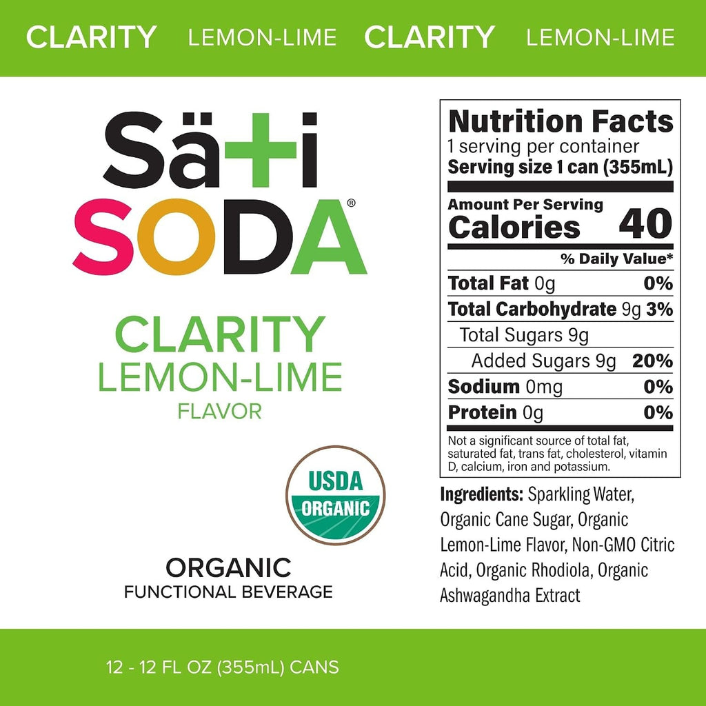 Organic Clarity Lemon-Lime Soda (12 Pack)