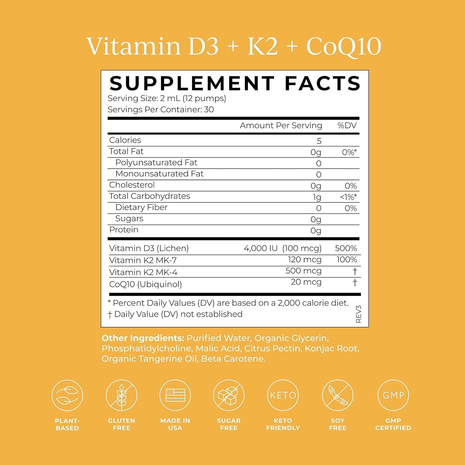 Vitamin D3 and K2 and CoQ10 - Tangerine Flavor