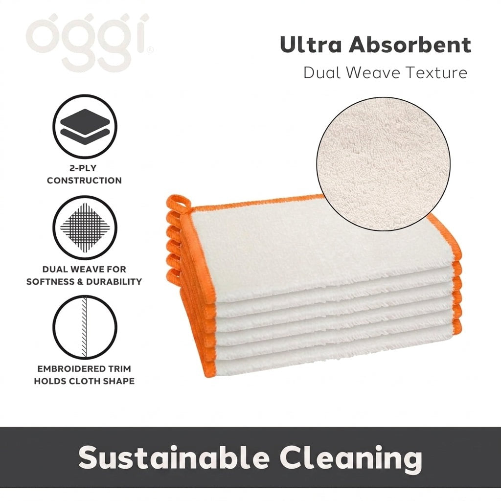 Bamboo Kitchen Cloths - White/Orange (6 CT)