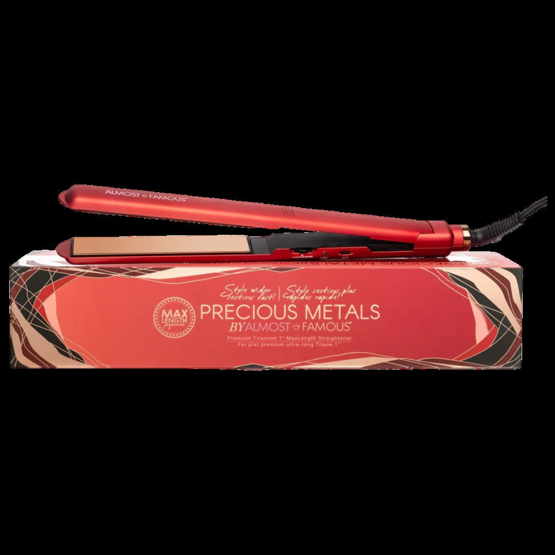MaxLength 1" Flat Iron With Rose Gold Titanium Plates - Red