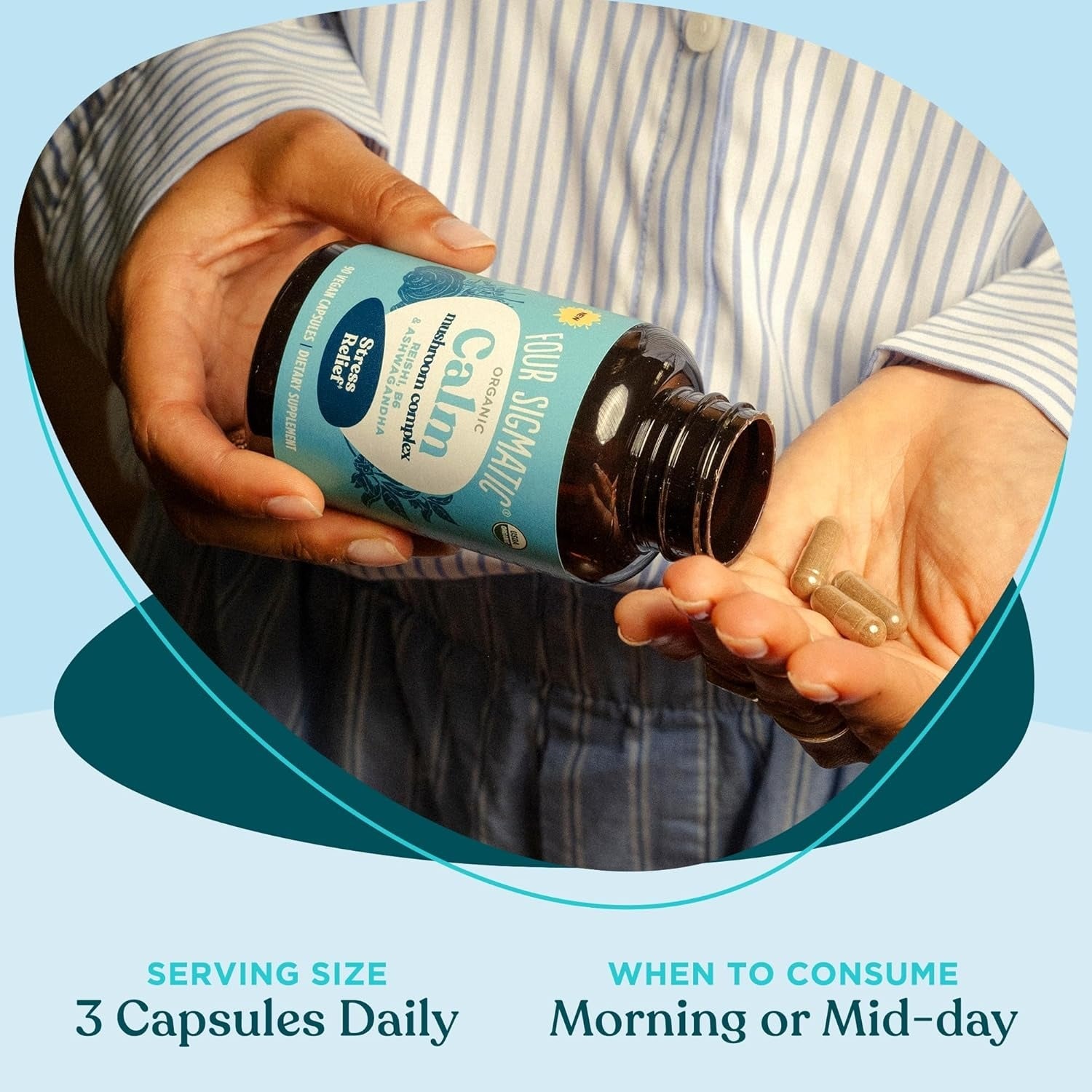Organic Calm Mushroom Complex Vitamin Capsules (90 CT)
