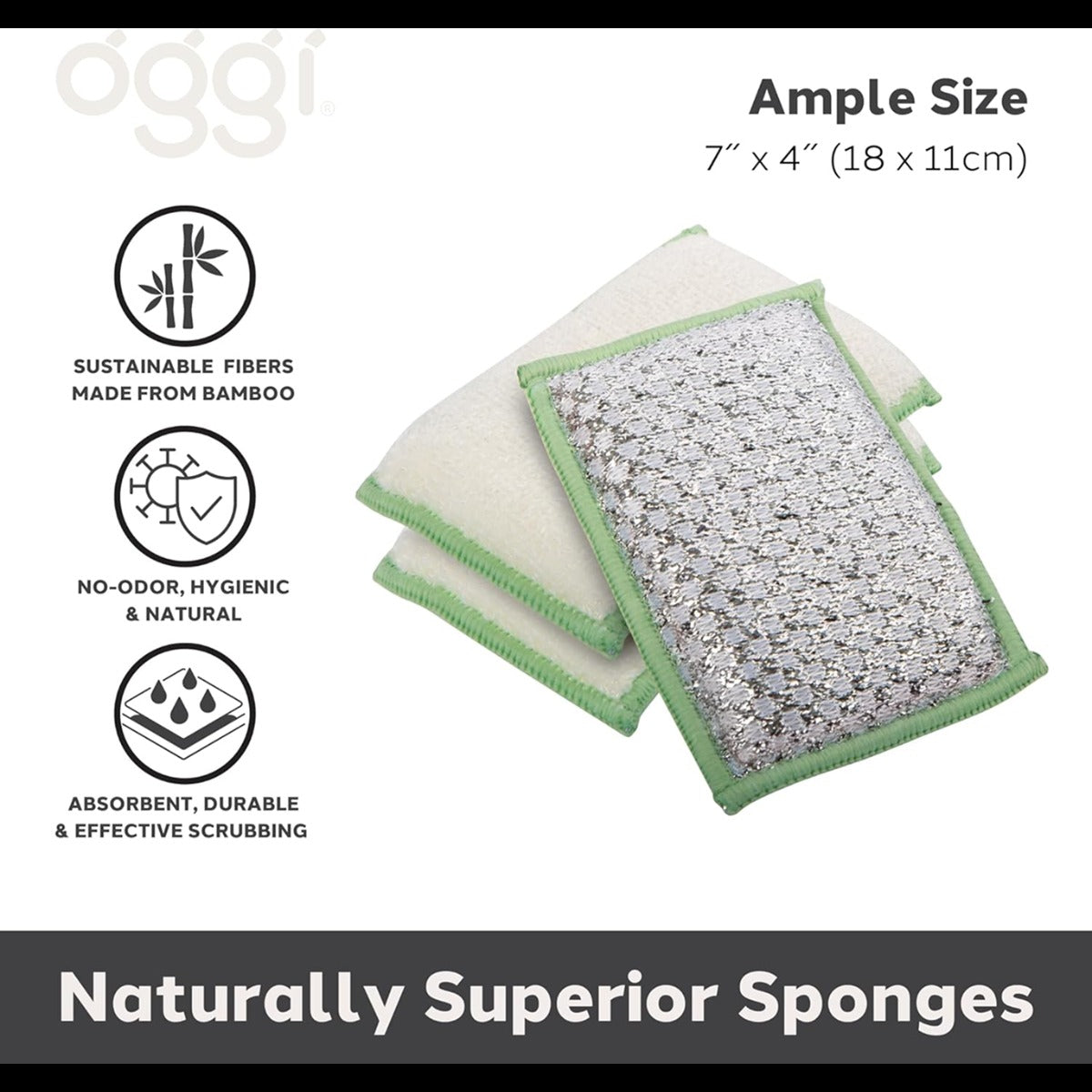 Bamboo Scrub Sponges - White/Sage (3 CT)