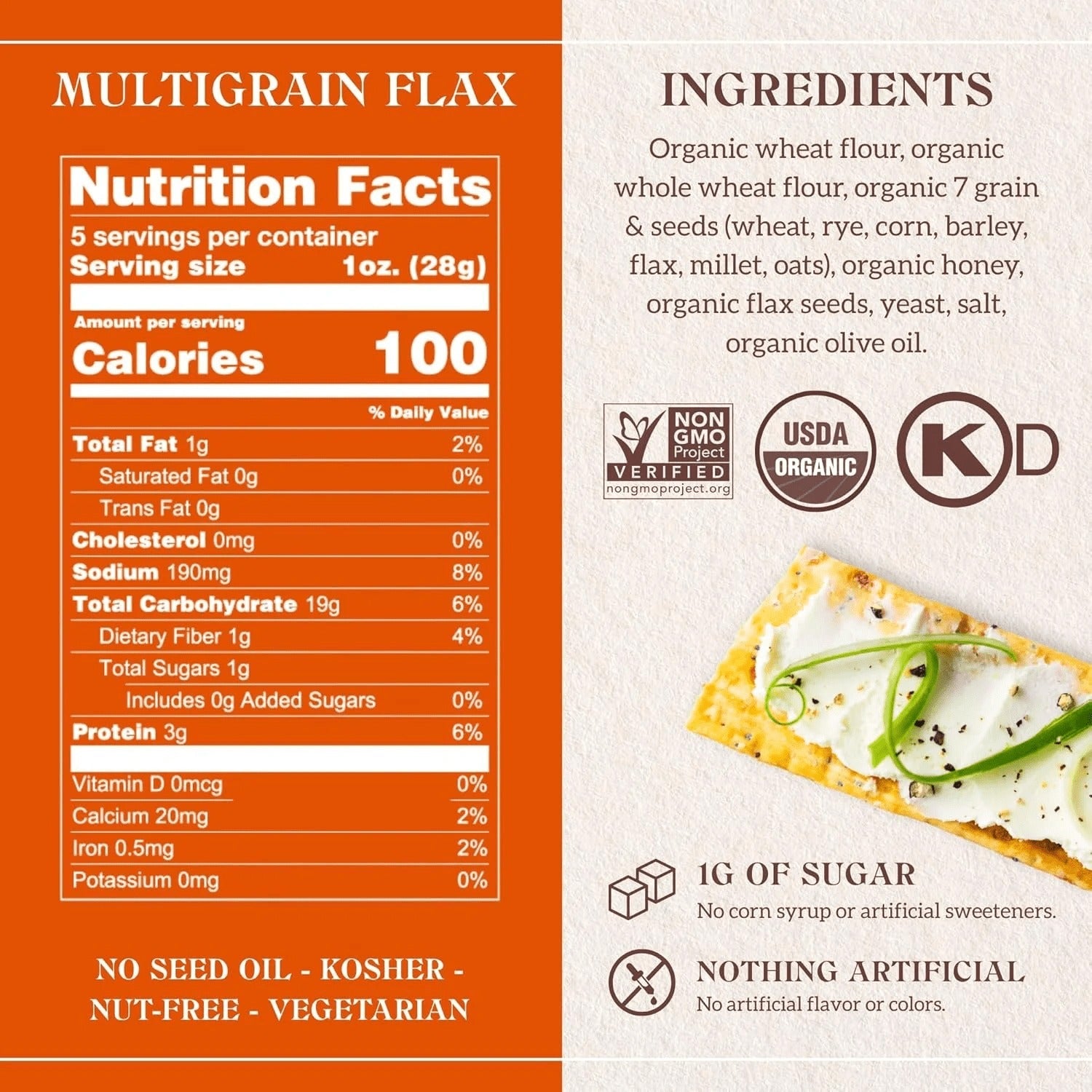 Organic Multigrain Flax Artisan Baked Crackers