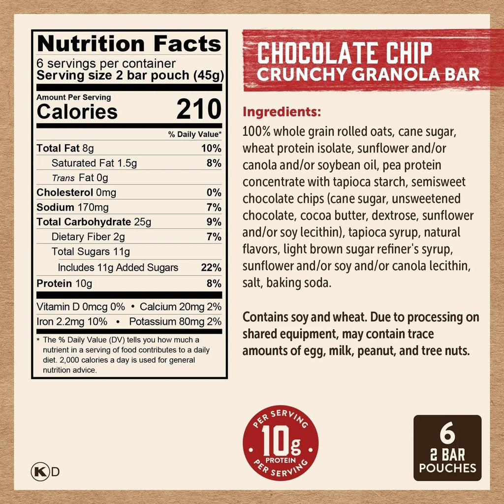 Crunchy Chocolate Chip Protein Granola Bars