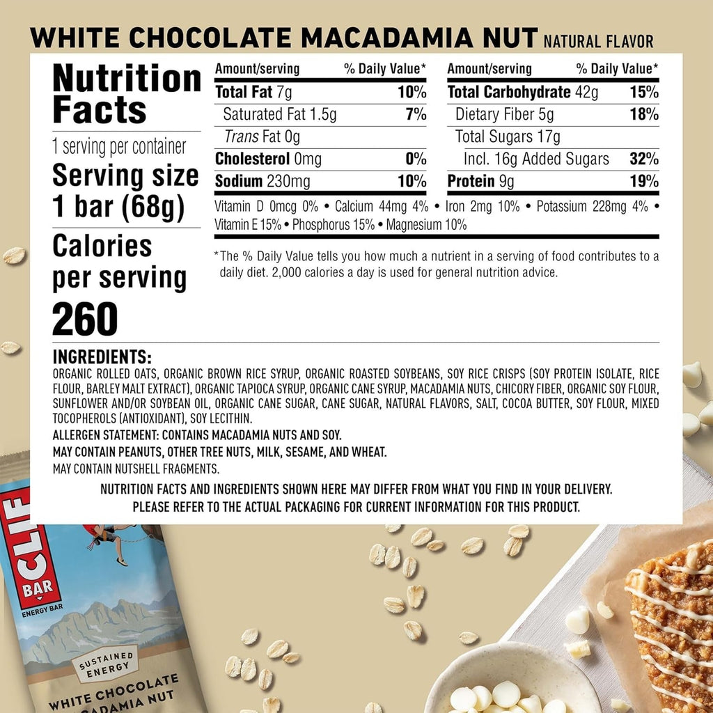 White Chocolate Macadamia Nut Energy Bars (12 CT)
