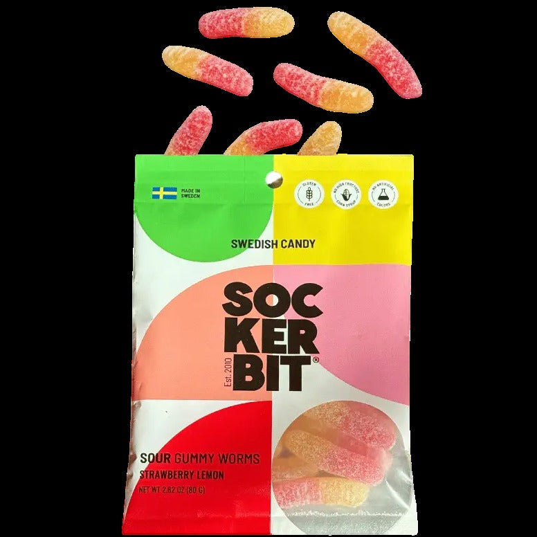 Sour Gummy Worms - Strawberry Lemon
