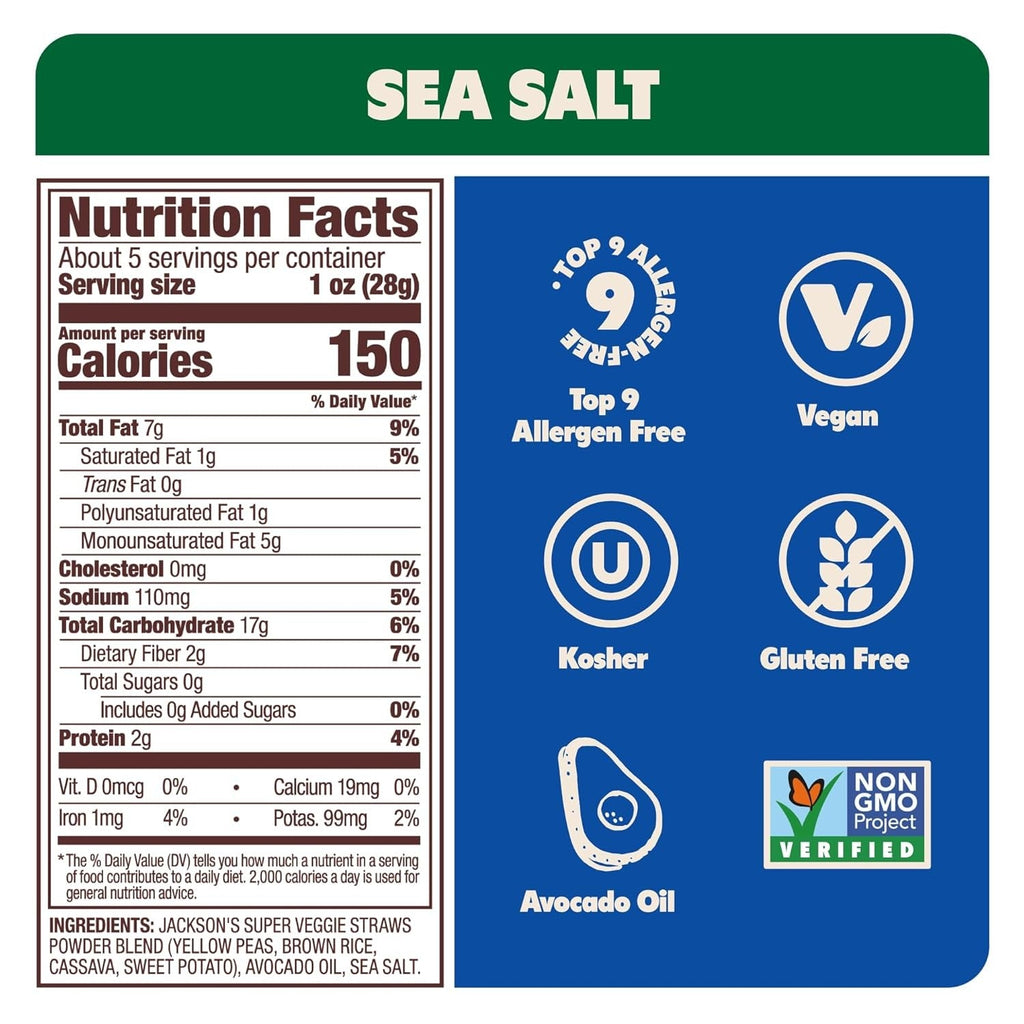 Super Veggie Straws With Avocado Oil - Sea Salt
