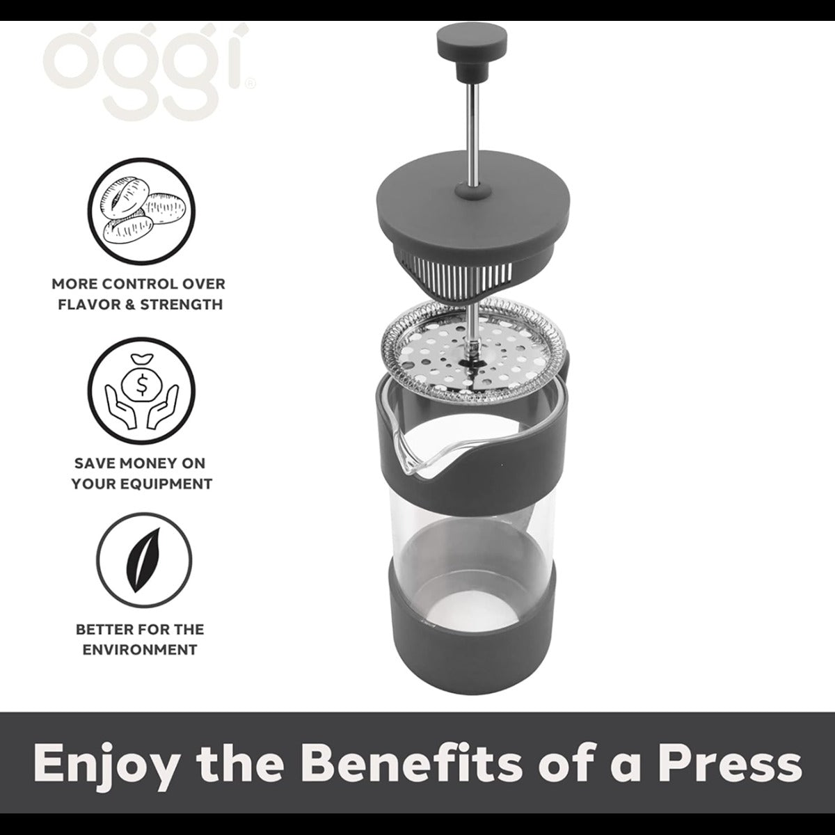 12oz 3 Cup French Press - Grey