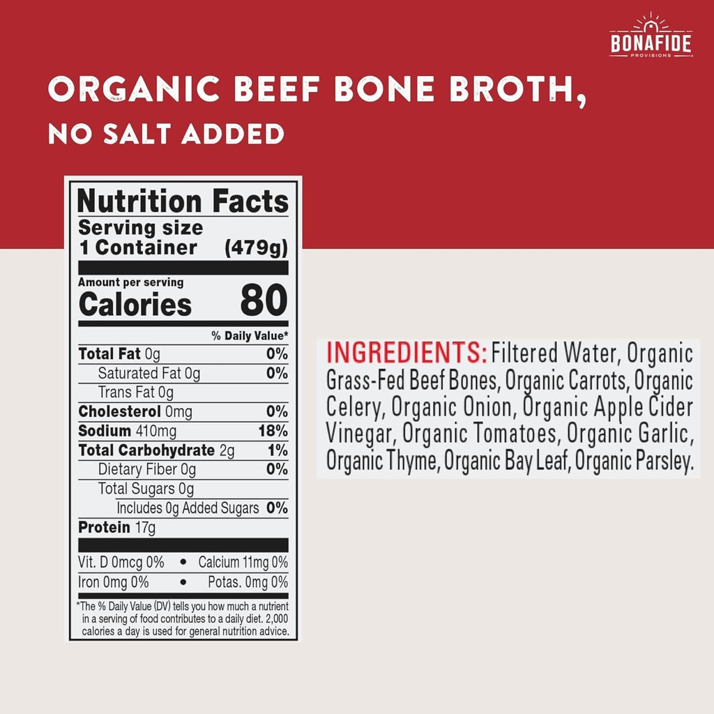 Organic No Salt Added Beef Bone Broth