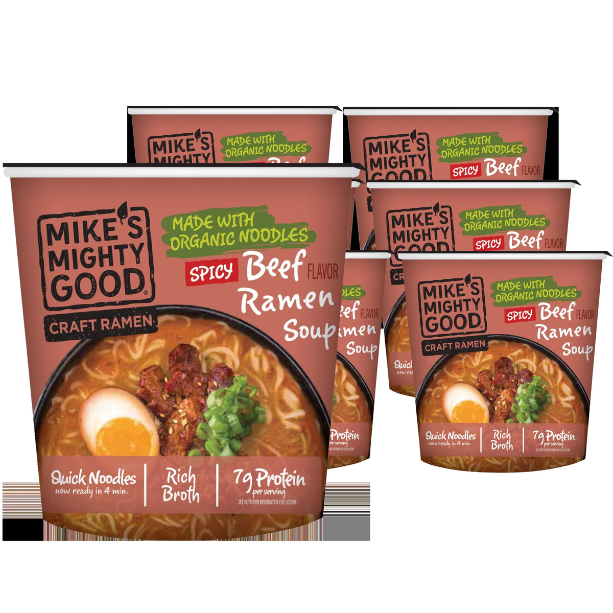Organic Spicy Beef Flavor Ramen Noodle Soup Cup (6 Pack)