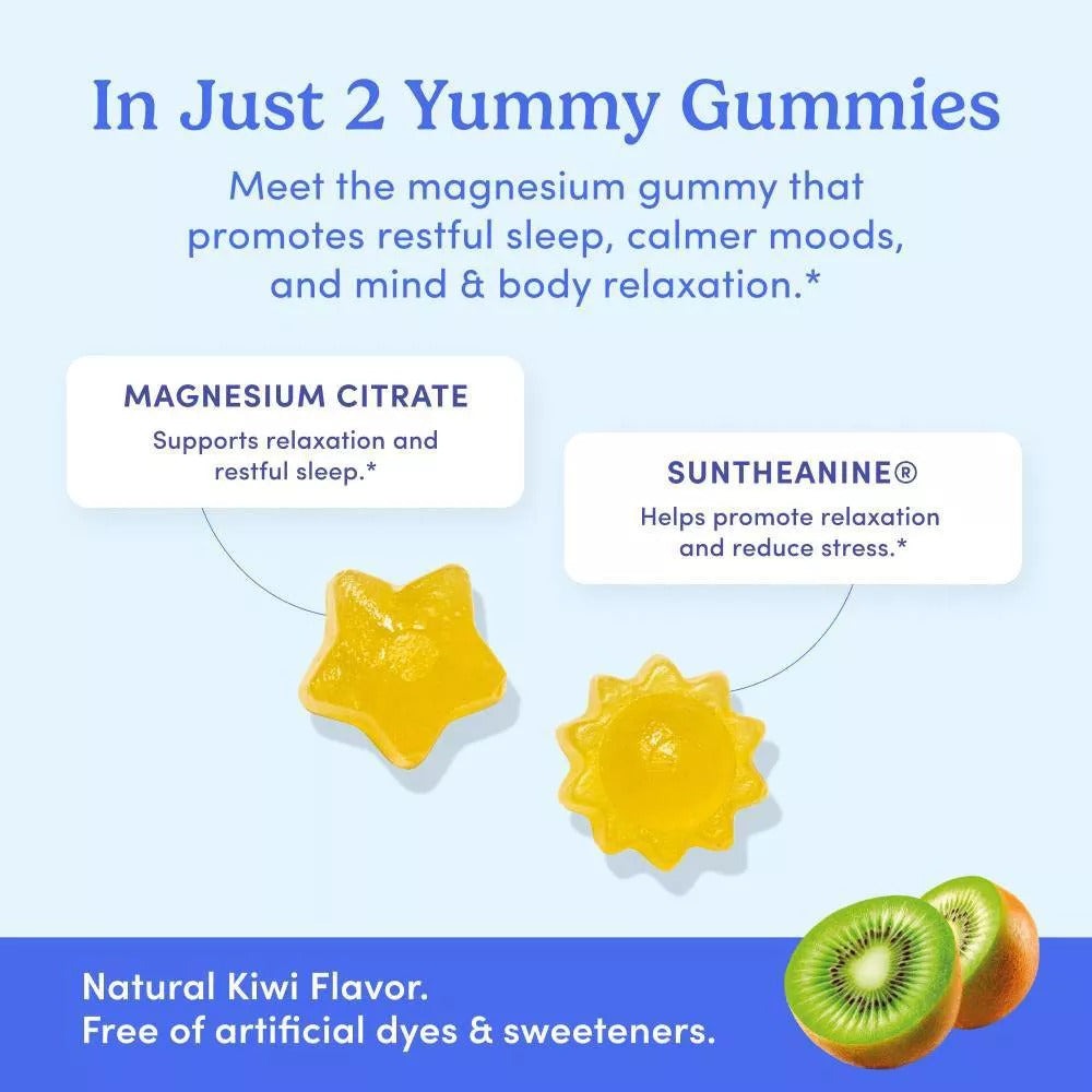 Kids' Nighttime Reset Magnesium Gummies for Relaxed Mind and Body - Sun Kiwi (50 CT)