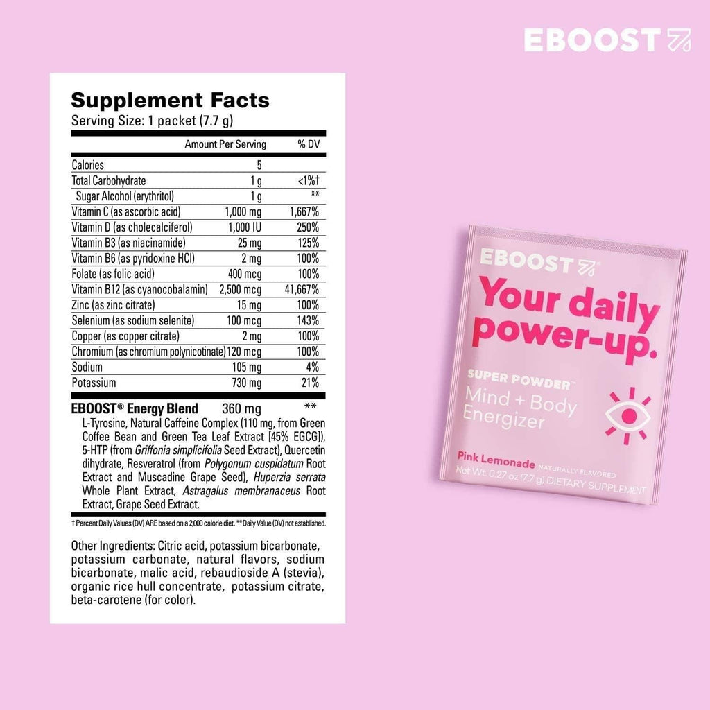 Super Powder Mind + Body Energizer Drink Mix - Pink Lemonade Flavor (20 CT)