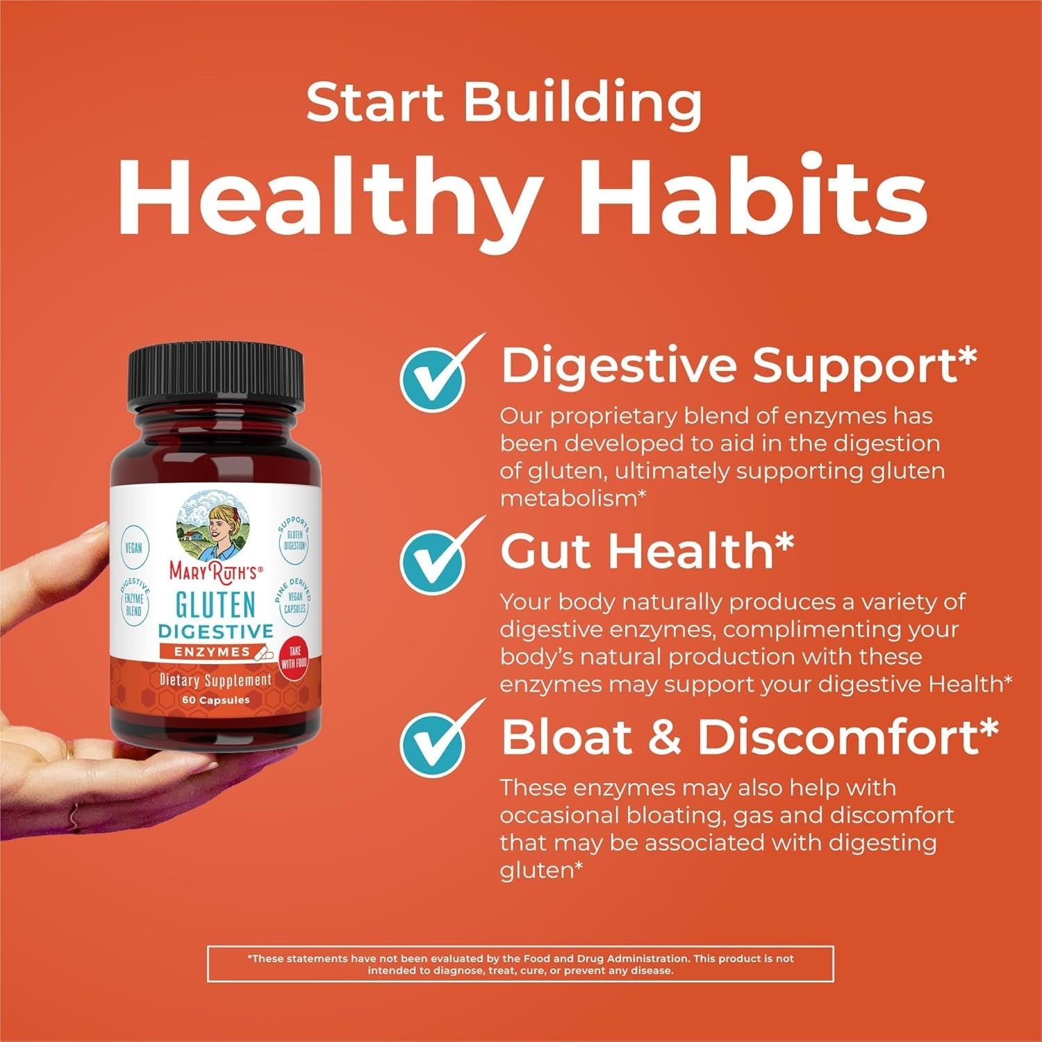 Enzymes Gluten Digestive Dietary Supplement - 60 Tablets