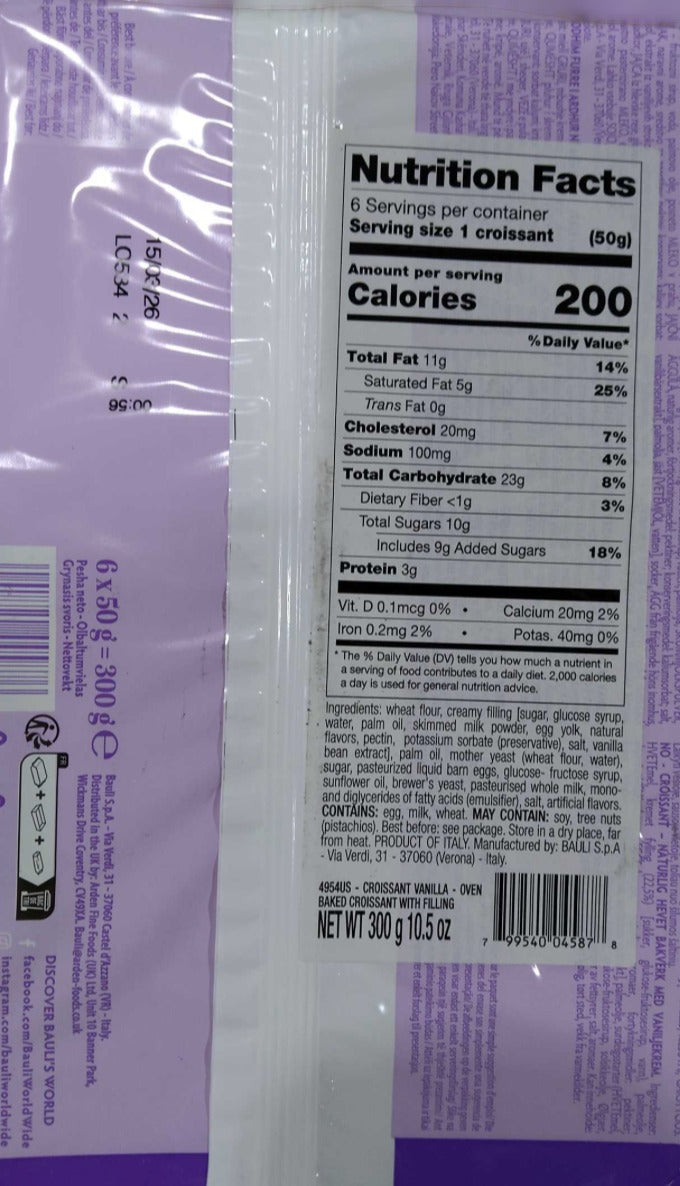 Italian Croissant With Vanilla Cream