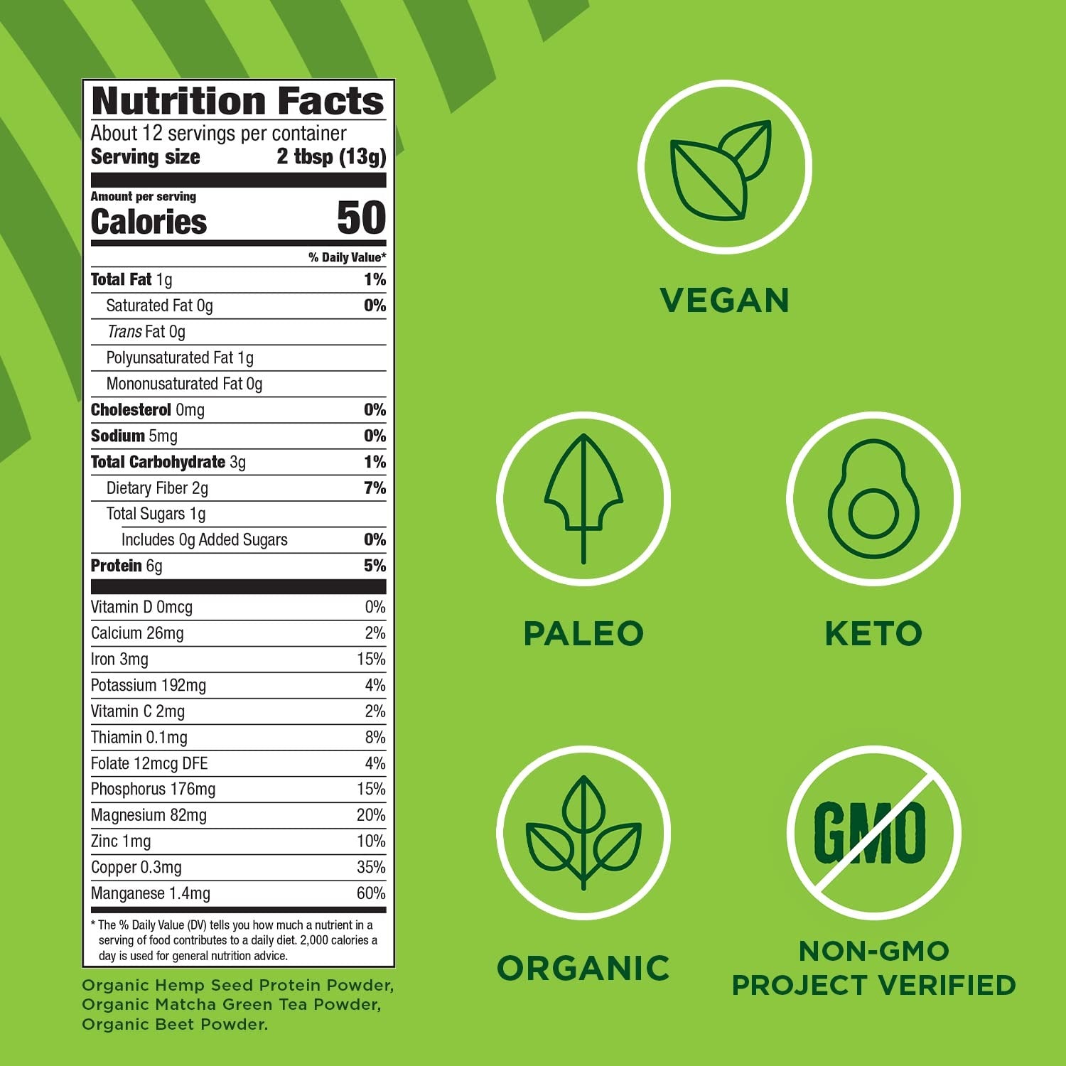 Organic Matcha Hemp Protein