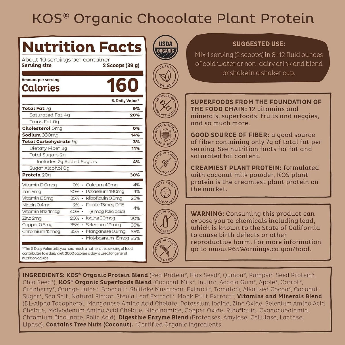 Organic Plant Protein Powder - Chocolate