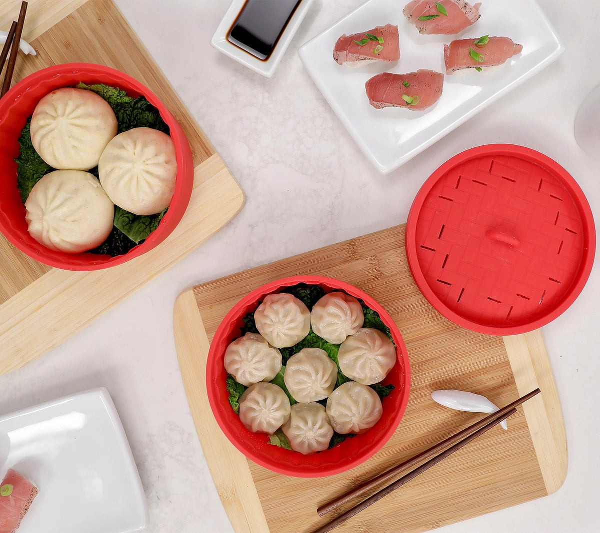 Double Layer Steamer Set - Red