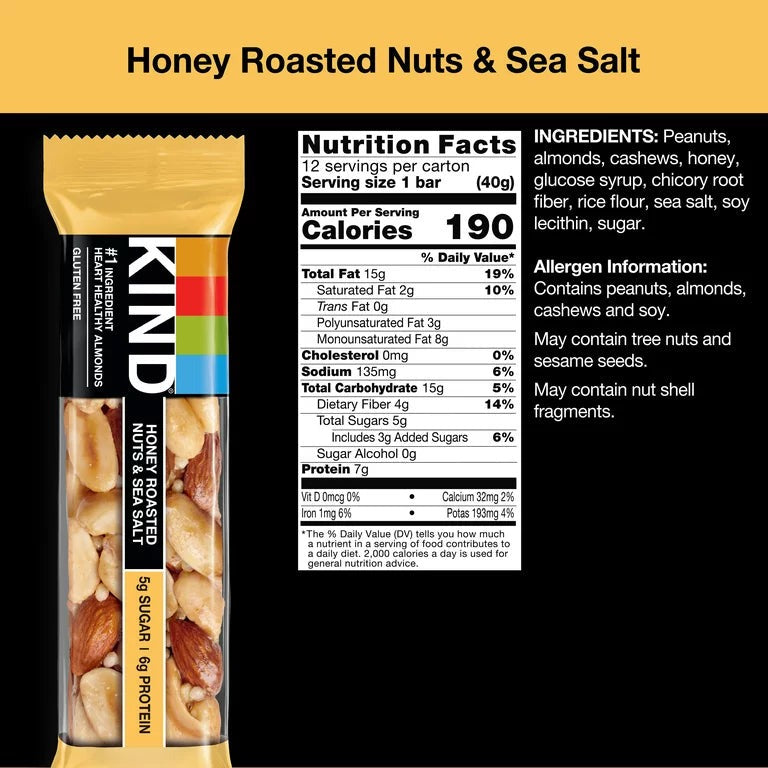 Honey Roasted Nuts And Sea Salt Nut Bar (12 CT)