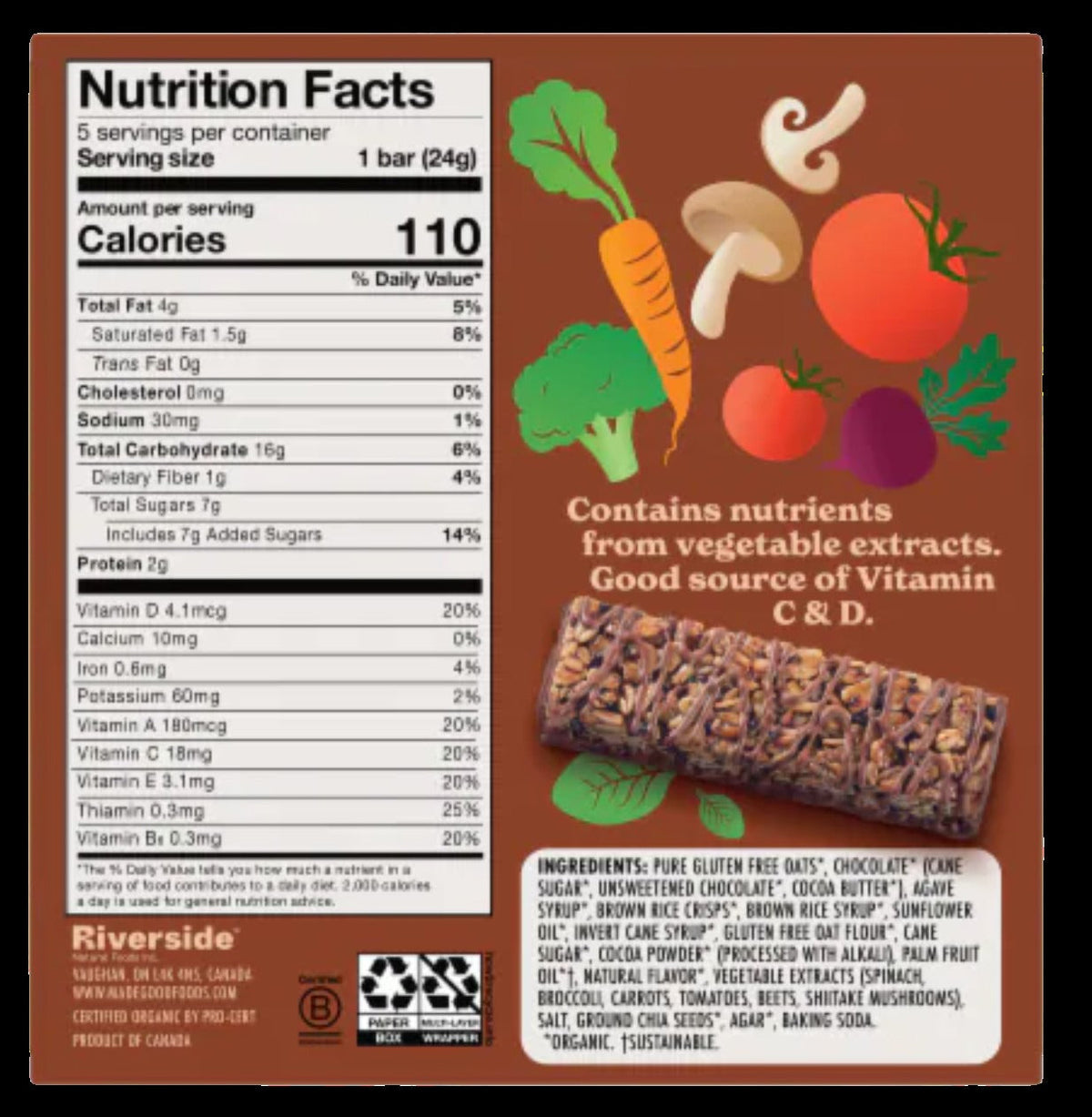 Organic Chocolate Drizzle Granola Bar - Cookie Flavor (5 CT)