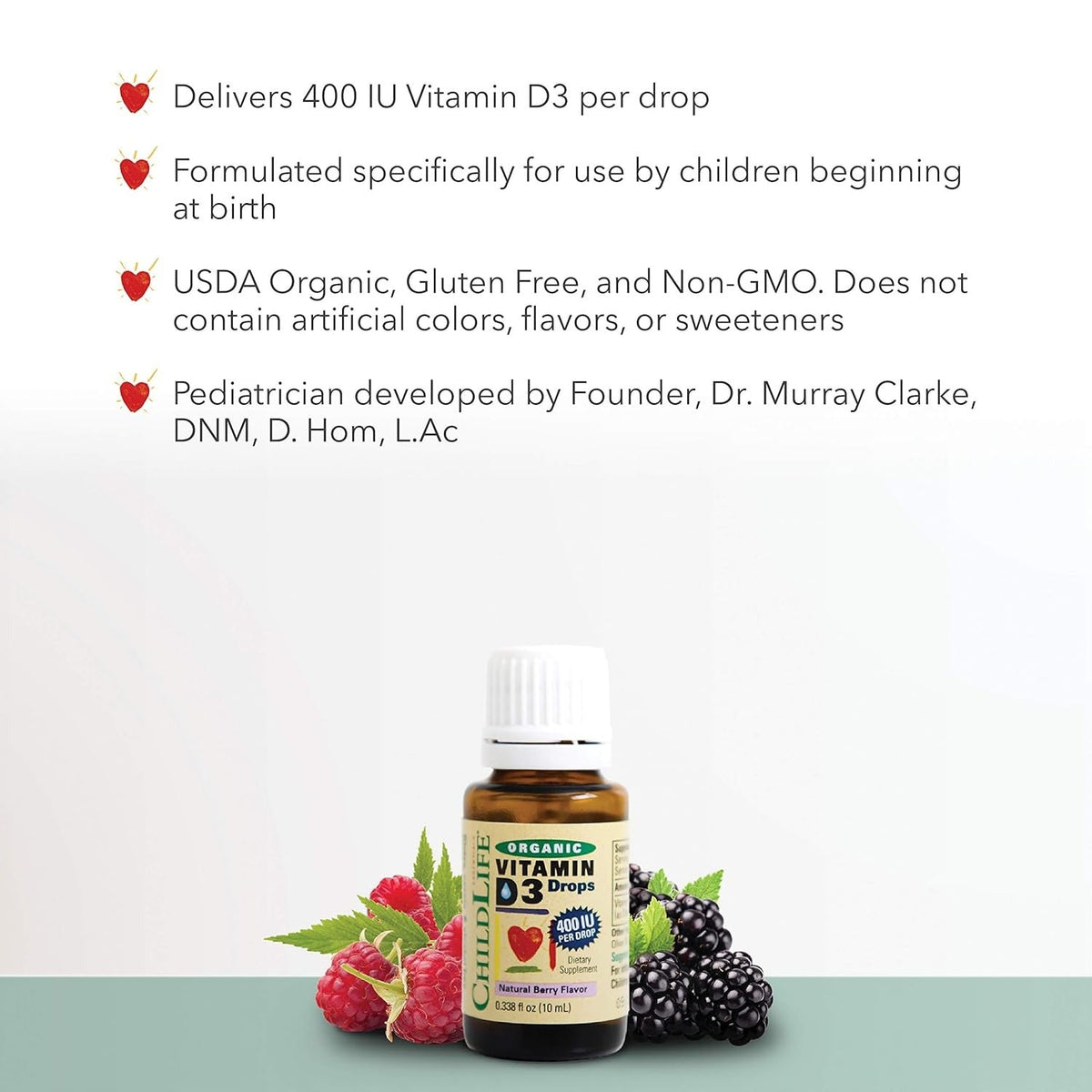 Organic Vitamin D3 Drops For Babies And Infants Natural Berry Flavor