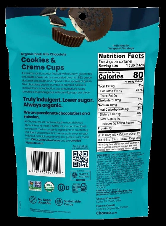Dark Milk Chocolate Cookies & Creme Cups