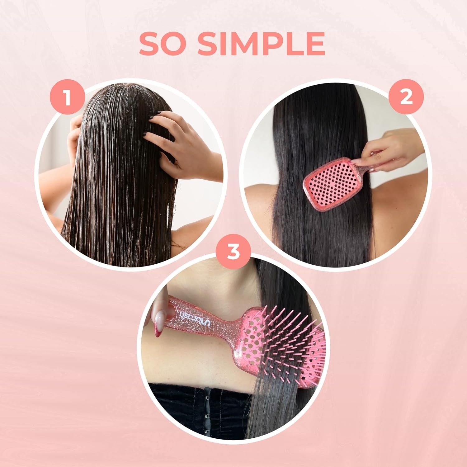 UNbrush Detangling Hair Brush - Ruby Peach