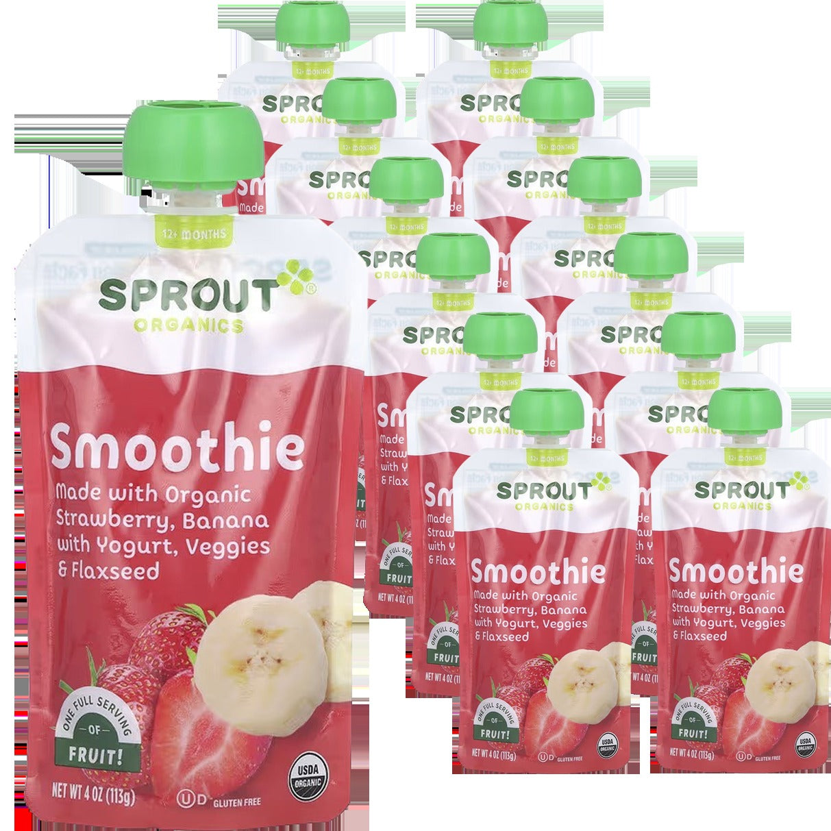 Smoothie with Strawberry Banana Yogurt Veggies and Flax Seed (12+ Months) (12 Pack)