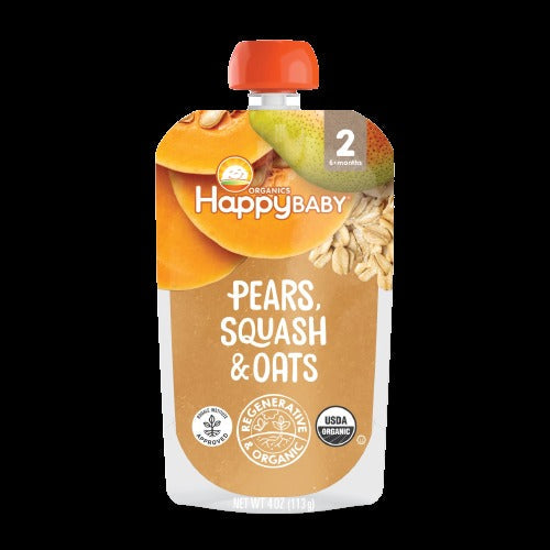 Pear Squash & Oats Stage 2 Baby Food Pouches (4 Pack Case)