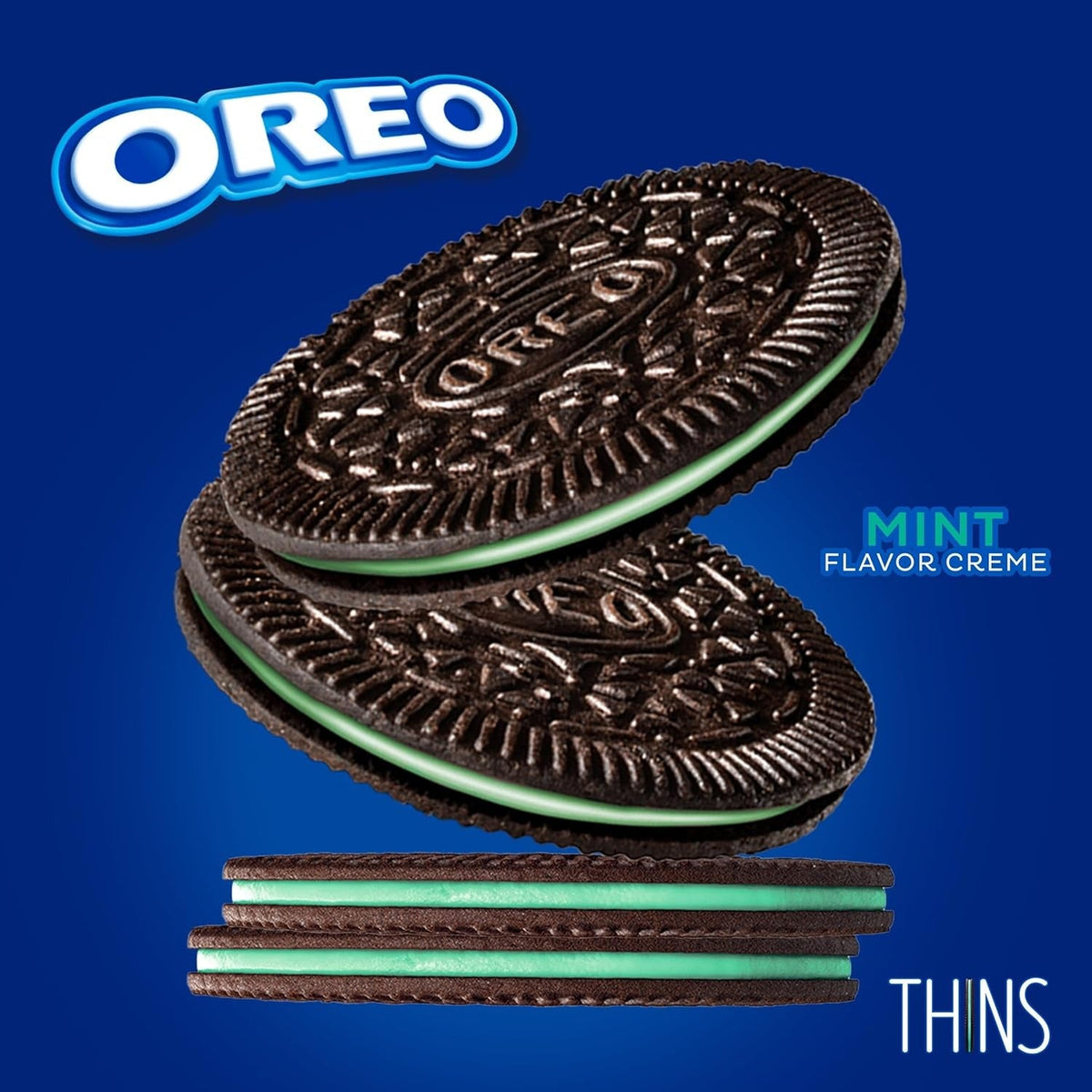 Thins Mint Flavored Cream Creme Chocolate Sandwich Cookies