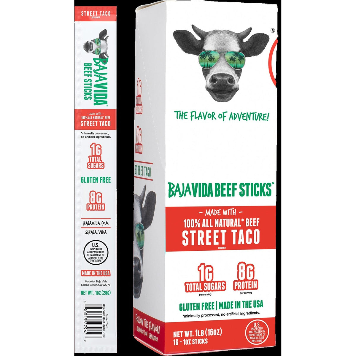 100% All-Natural Beef Sticks - Street Taco (16 Sticks)
