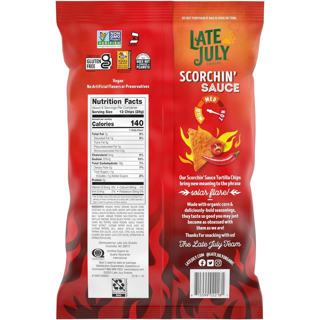 Tortilla Chips Made With Organic Yellow Corn Scorchin Sauce