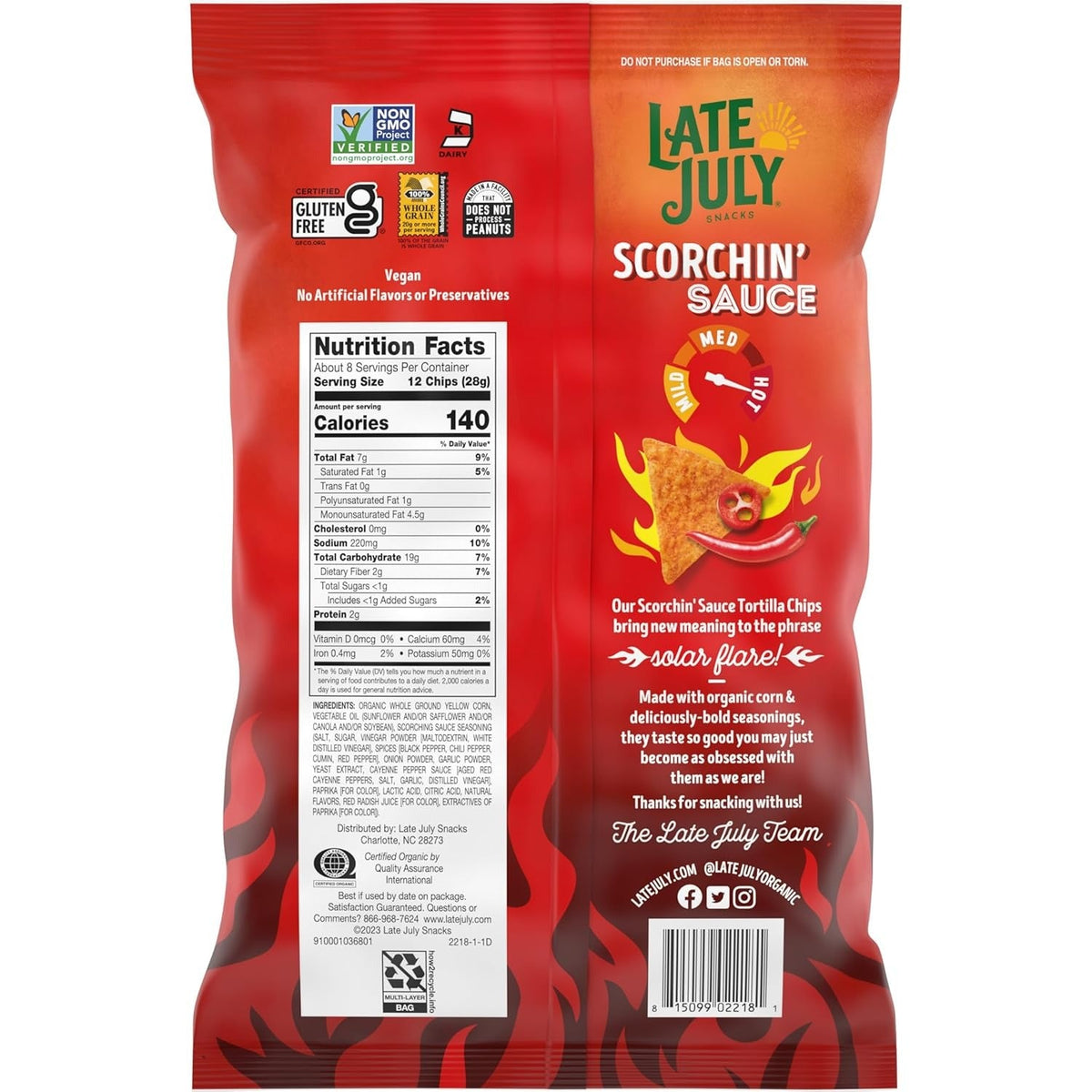 Tortilla Chips Made With Organic Yellow Corn Scorchin Sauce
