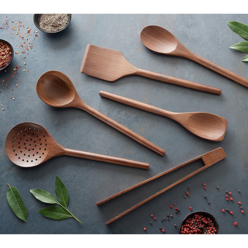 6-Piece Stained Bamboo Utensil Set Utensil Set