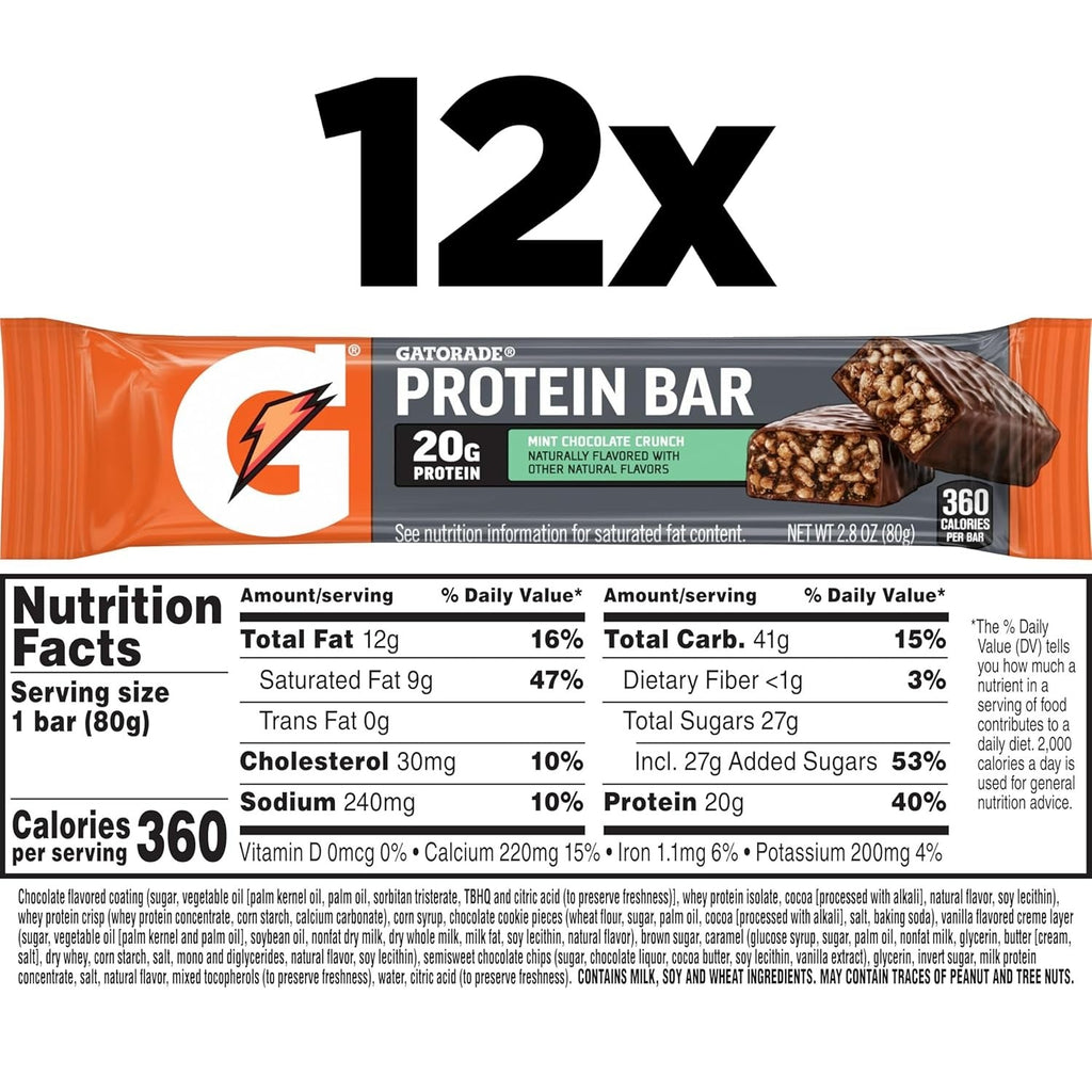Whey Protein Bars Mint Chocolate Crunch (12 CT)