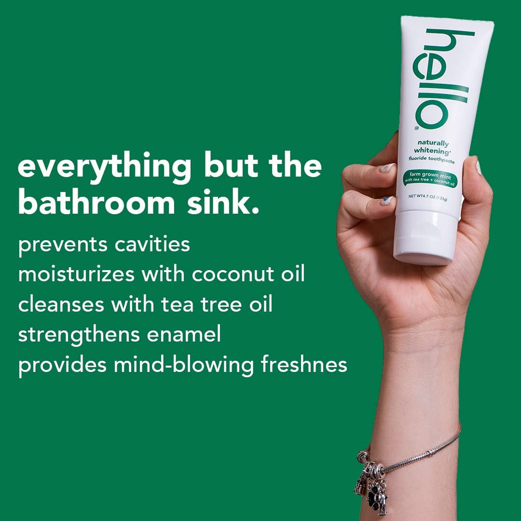 Naturally Whitening Fluoride Toothpaste - Grown Mint With Tea Tree + Coconut Oil